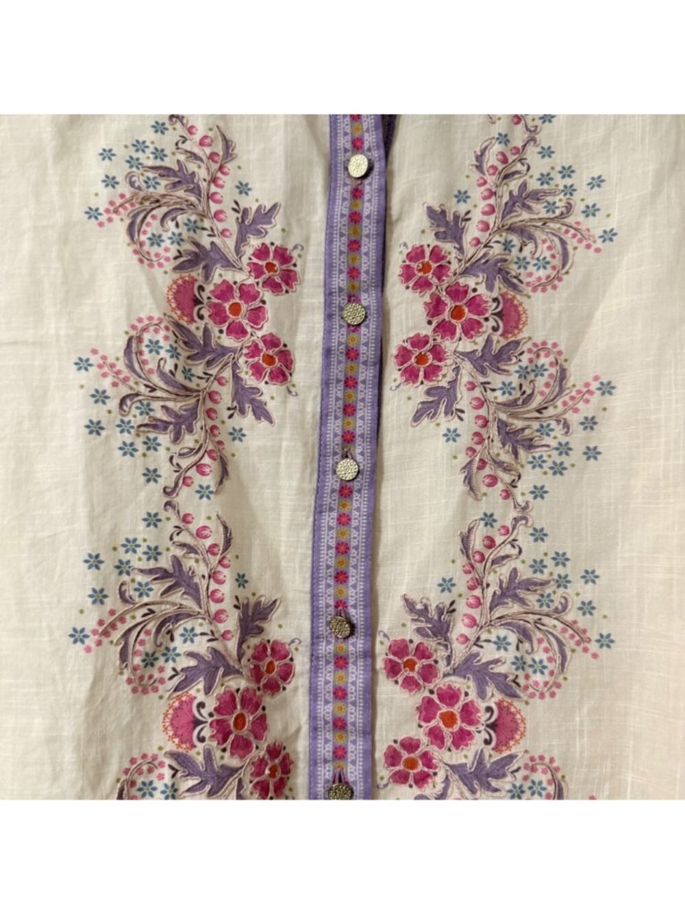 Anthropologie Let Me Be Pastel Floral Embroidered Blouse Womens Medium - Picture 4 of 7